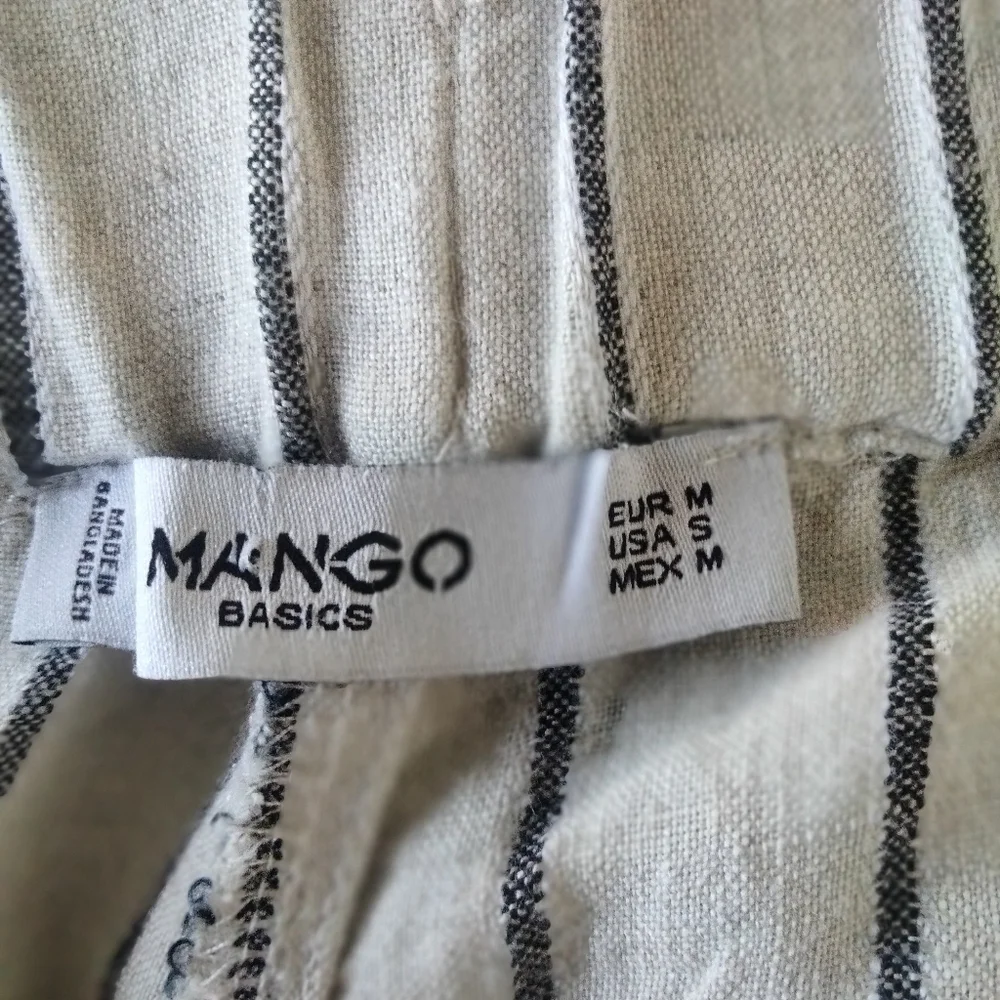 Mango Size Small 100% Linen Striped Beachy Pants